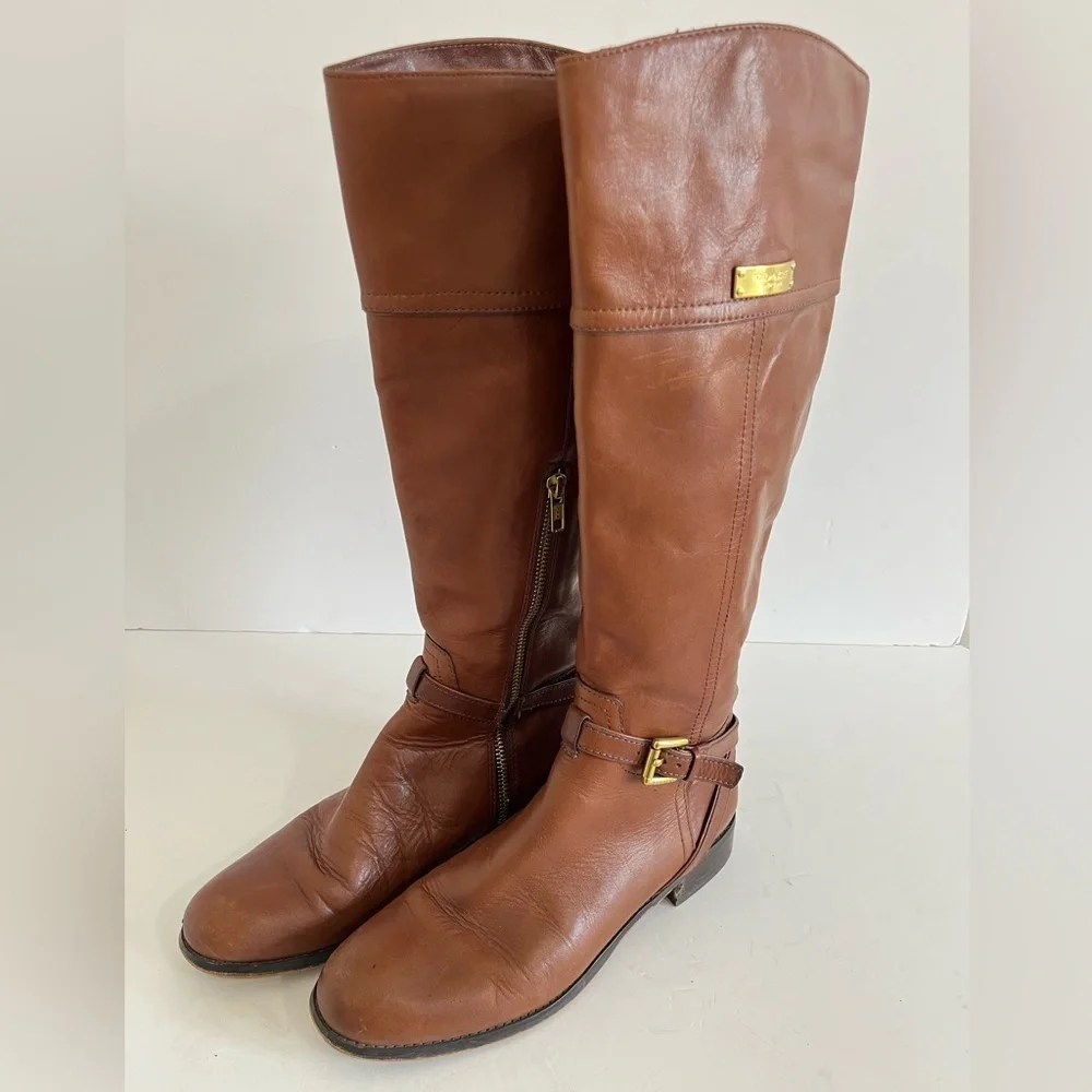 Coach Micha Leather Riding Boots Brown Size 8B